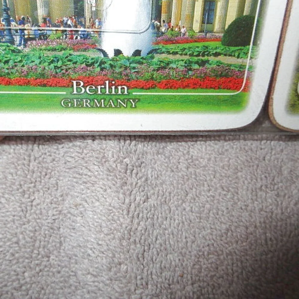 Germany Souvenir Drink Coasters Set Of 6 Munchen Berlin Rhein Scenic Places NEW